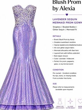 Blush Prom by Alexia, Lavender Iridescent Mermaid Gown